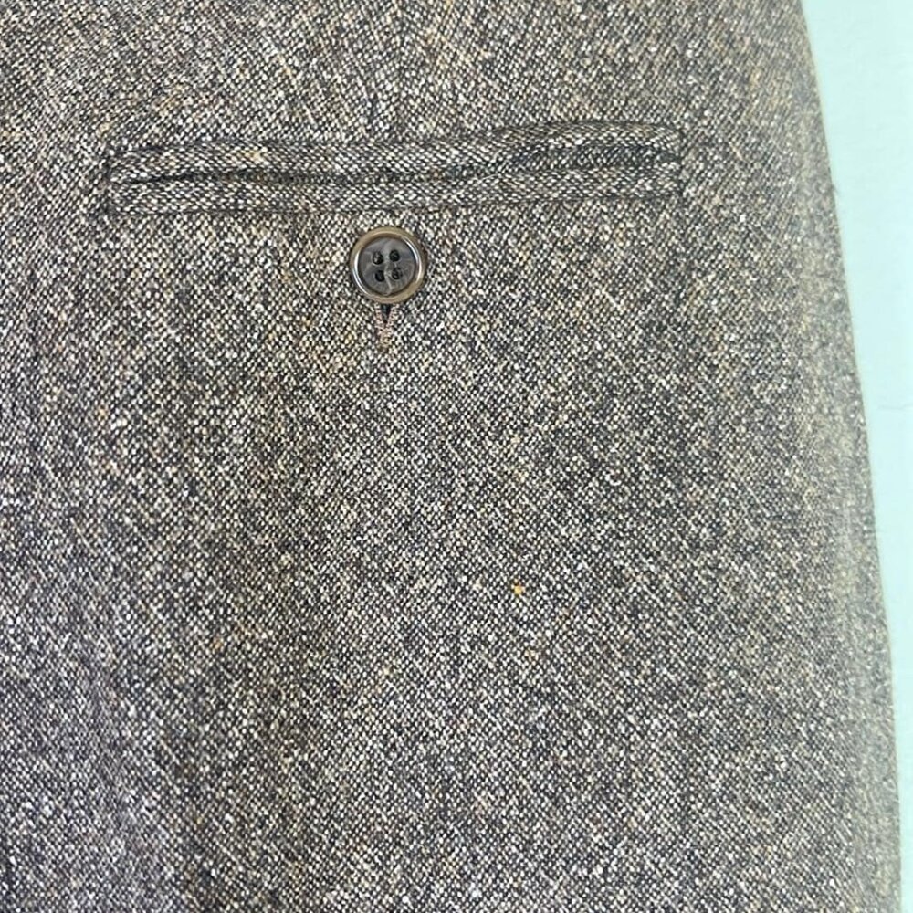 Isabella Bird Sz 8 Italian Wool Silk Blend Flat Brown Tweed Wide Leg Pants  Thes - Picture 6 of 11
